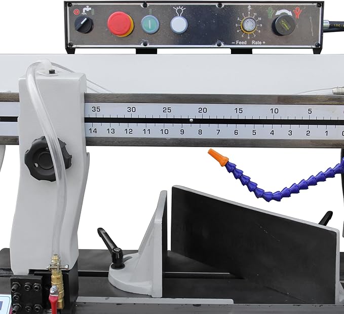 KAKA INDUSTRIAL Horizontal Metal Cutting Bandsaw,10 Inch (254mm) 2HP 220V Single Phase, 4-Speed, Hydraulic Feed, Coolant System, Steel Aluminum Pipe Structural Fabrication BS-1018B