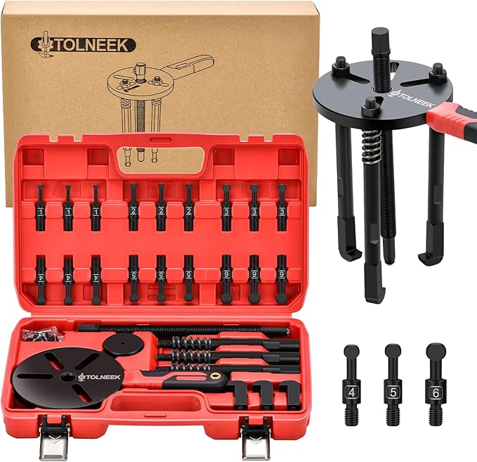 33-in-1 Bearing Puller Kit, Upgraded Heavy-Duty Wheel Bearing Removal Tool & Blind Hole Puller Set with Non-Slip Handle for Automotive, Industrial, Farm Use, Includes Portable Case (33in1-puller)