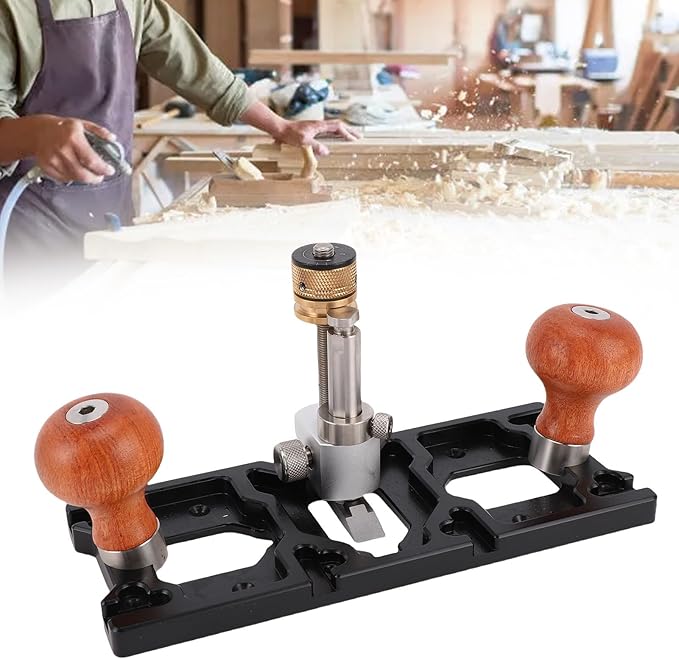 Marhynchus Router Plane Woodworking Tool Hand Plane for Grooves Mortises and Slots with 360 Rotating Comfortable Wooden Handle Adjustable Depth