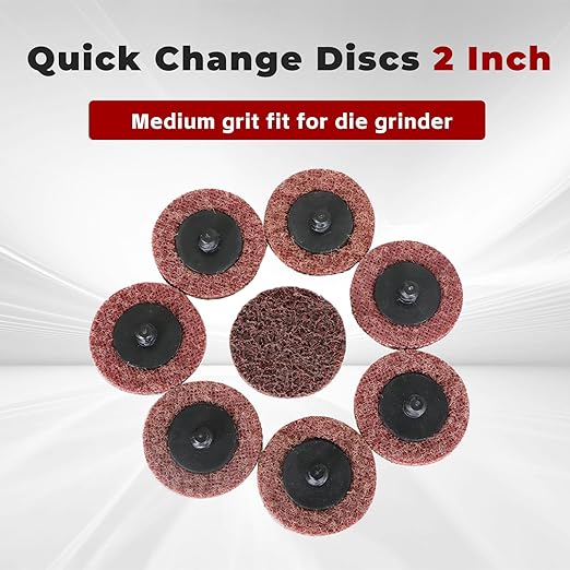 findmall 50Pcs 2 Inch Maroon Quick Change Surface Prep Conditioning Discs, Medium Grit for Cleaning, Finishing and Deburring on All Metals