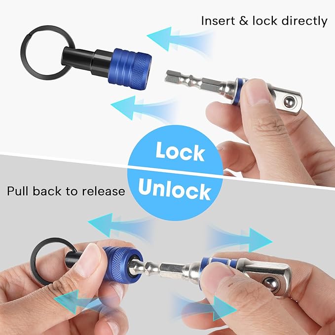1/4 inch Hex Shank Bit Holders Keychain Quick-change Design for Nut Driver Screwdriver Drill Bit Gift for Men