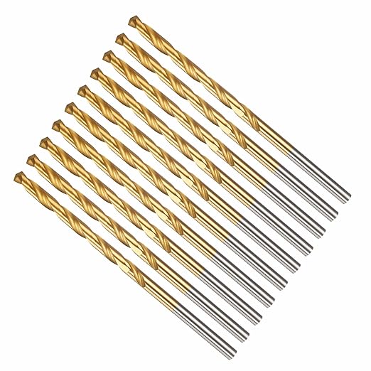 Drill Bit, 11/64" Cutting Diameter, 4341 HSS Jobber Bits TiN Coated 135° Cutting Angle - (Applications: for Drilling Soft Metal Plastic Wood), 10-Pieces
