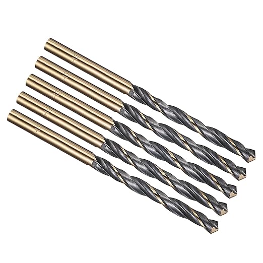 PATIKIL 5mm Drill Bit, Jobber Straight Shank 4341 High-Speed Steel 118째 Black and Gold Finish for Medium-Hard Metal Steel Acrylic - 5 Pack