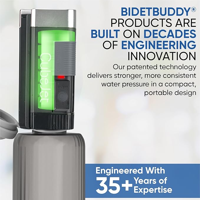 BIDET BUDDY짰 CubeJet Portable Bidet | Rechargeable Electric Travel Bidet for Travel, Camping & Home | Ultra High Pressure USB-C Hygiene Device with Seat-Bidet-Level Cleaning Power - Obsidian Drift