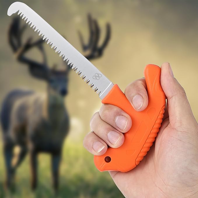Hunting Bone Saw, 4.96 Inch CR13 Stainless Steel Sawtooth Blade, Ergonomic T Non Slip Handle, Compact Meat Saw for Camping, Hunting, Outdoor Processing and Hiking with Sheath