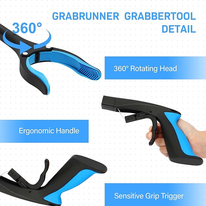 Grabber Reacher Tool - 32??Reacher Grabber Tool with Strong Magnetic and Swivel Head - Heavy Duty Pick Up Stick Grabbers for Seniors, Surgery Recovery Must Haves Gifts(Red + Blue)