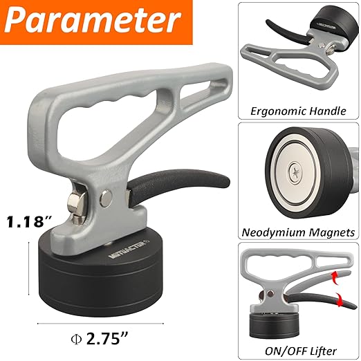 MUTUACTOR Strong Manual Magnetic Lifting Handle,2PCS Powerful Neodymium Magnet Pick Up Tools for Carrying,Quick Release Lift Magnet with Handle for Gripping Heavy Metal Objects Nails Knife