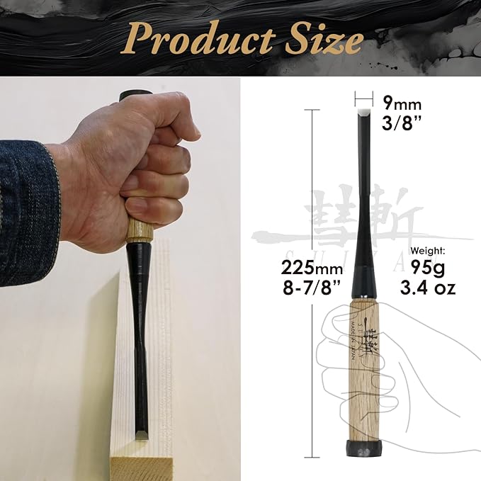 SUIZAN Japanese Wood Chisel 3/8" (9mm) - Professional Oire Nomi Woodworking tools