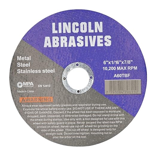 200 Pc 6" x 1/16" x 7/8" Cut-Off Wheels Lincoln Abrasives Metal & Stainless Steel