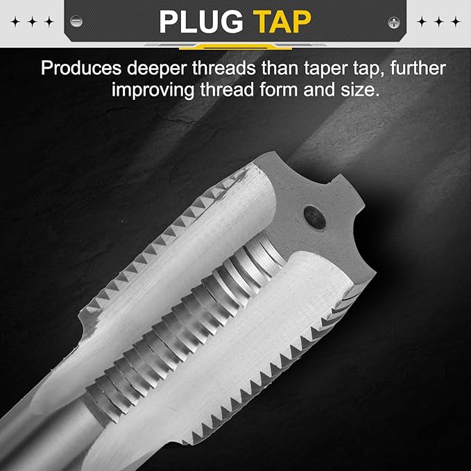 uxcell Hand Plug Tap M38 x 3.5 H2 Metric Thread Plug Style Taps Straight Flute Screw Tapping Threading Tool High Speed Steel HSS6542