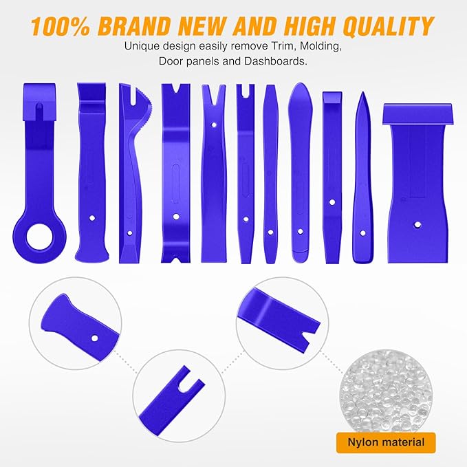 GOOACC 11PCS Auto Trim Removal Tool Kit No-Scratch Tool Kit for Car Audio Dash Window Molding Fastener Remover Tool Kit-Blue
