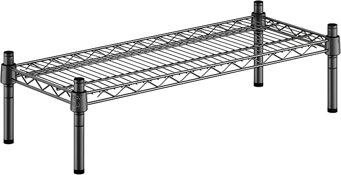 12" x 30" x 8" Black Epoxy Wire Storage Shelf, Dunnage Rack, Commercial 1 Tier Small Shelf