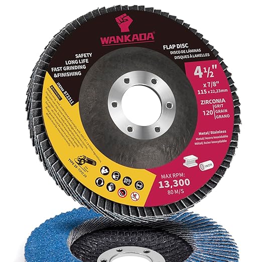 120 Grit Zirconia Flap Disc 4-1/2" x 7/8-Inch Abrasive Sanding Disc Bevel Type 29 Angle Grinder Edge Grinding Wheel for Stainless Steel and Metal (Pack of 10)