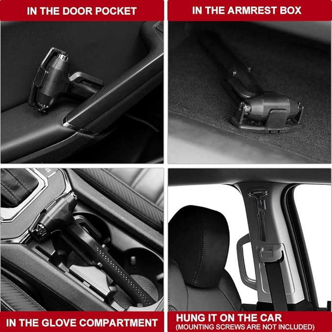 2-Pack Car Safety Hammer, 3-in-1 Auto Emergency Escape Hammer with Window Breaker and Seat Belt Cutter, Striking Black Emergency Escape Tool for Car Accidents