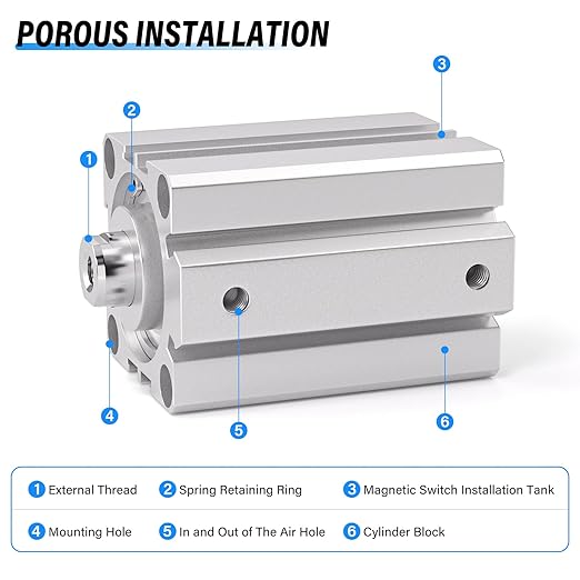 TAILONZ PNEUMATIC 40mm Bore 50mm Stroke Pneumatic Small Thin Cylinder Aluminum Pneumatic Air Cylinder SDA40-50