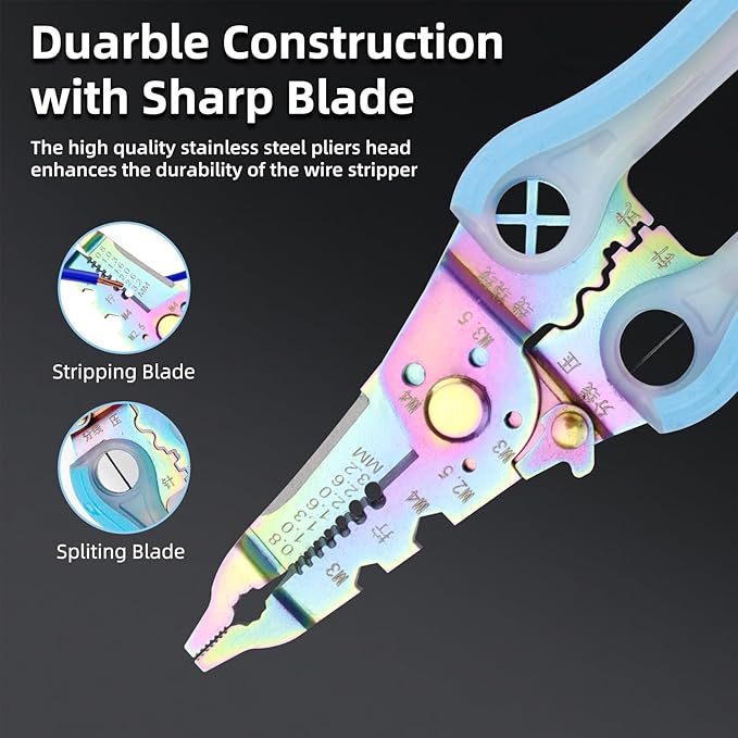 BONNEAIDE Small Wire Stripper/Crimper/Cutter, Electrical Pliers, Cutting/Crimping/Stripping Multi Tool, Electricians Tools