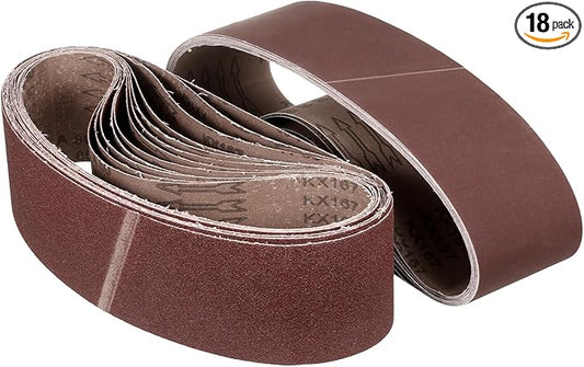 4 x 36 Inch Sanding Belt, 18 Pcs 60/120/150/240/320/400 Grit Knife Sharpener Belts Work Sharpening for Belt Sander Knife Carving Tool Metal Working