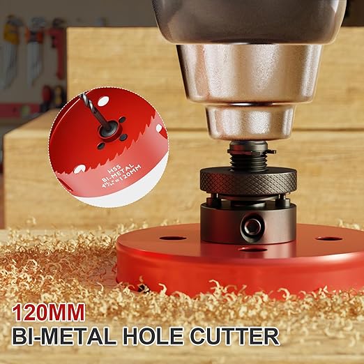 4-3/4" (120mm) Bi-Metal M42 High Speed Steel Hole Saw with Pilot Drill Bit, Smooth Cutting Edge for PVC, Drywall, Wood, Plastic, Gypsum Board, Rubber, Thin Metal