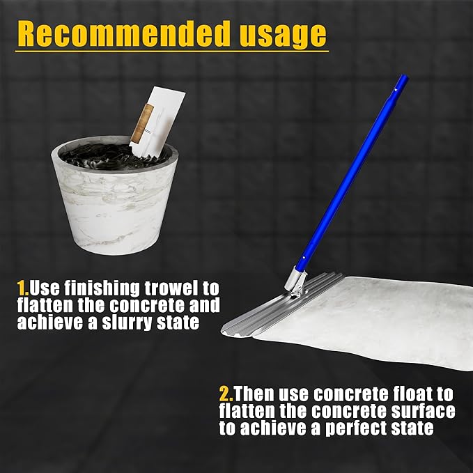 Bull Float Concrete Tools,48?쇺쇒??쇺?Magnesium Aluminum Alloy Concrete Float with 4 Combinable Handles,Concrete Bull Float with Carrying Toolbox,Trowel,Concrete Bull Float Kit for Concrete Finishing