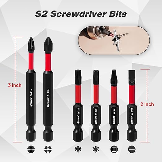 EZARC 14PCS Self Centering Drill Bit Set, Center Drill Bit Set with Replacement Bits, Screwdriver Bits & Bit Holder - 1/4" Hex Shank for Cabinet Hinges & Woodworking with Storage Box