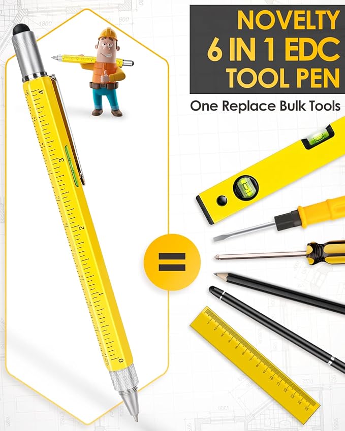 Gifts for Men Multitool Pen, Stocking Stuffers for Men Women, Unique Christmas Gift for Him, Gadgets for Dad Husband Adult Engineer Woodworker Carpenter, Construction Tools