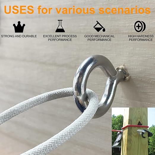 M6 10 Pcs 304 Stainless Steel Screws Eye,2.56 Inch Screw Self Tapping Eye,Load Bearing 200LB, Duty Eye Bolt for Wood Securing Cables Wire,Indoor & Outdoor Use (10, M6 2.56 Inch)