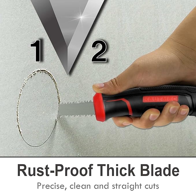 HAUTMEC 6-Inch Drywall Jab Saw with Soft Grip Handle and Sharp Tip, Double Edge Hand Saw for Wallboard, Drywall, Plywood, Plastic Cutting, Trimming, Gardening and Pruning, HT0028-SA