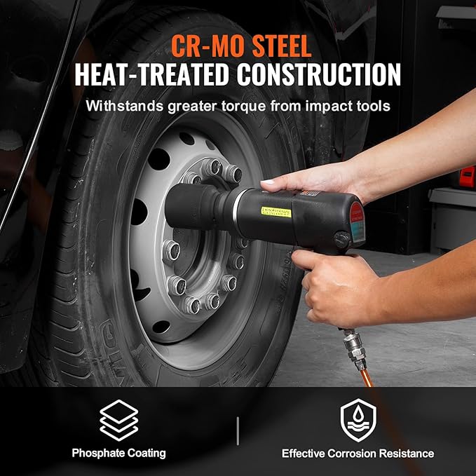 VEVOR Axle Nut Impact Socket Set, 1/2" Drive Deep 12-Point 8-Piece Metric Spindle Socket Set, CR-MO Heat Treated Large Socket Set with Storage Case, Auto Repair, Removing or Installing Axle Nuts