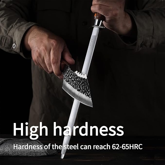 Sharpening Steel 10 inch Professional Knife Sharpener Honing Rod, Fine Lines, High hardness, Flat Knife Honing Steel