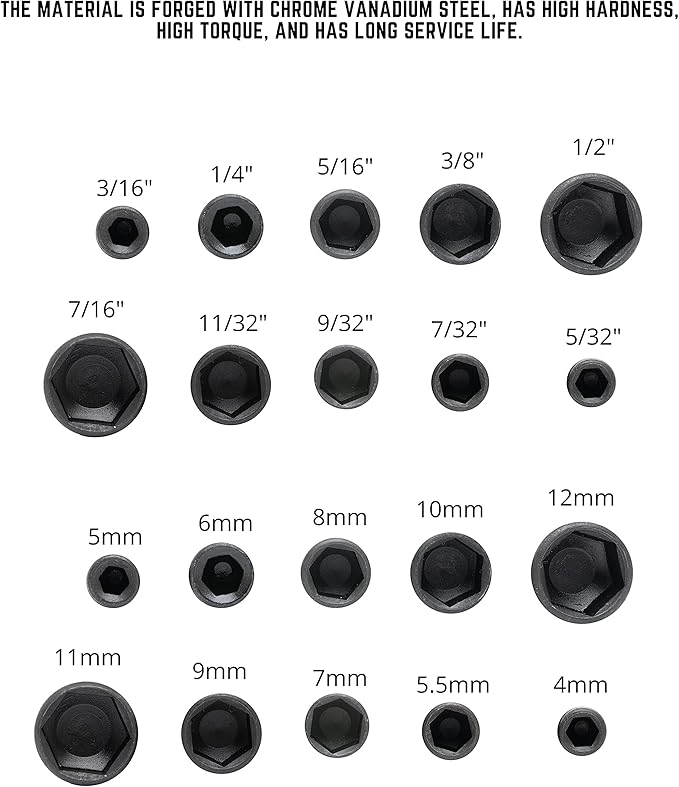 NEIKO 10068A Nut Driver Set, For Impact Drill and Driver, 20 Piece, 1/4” Hex Small Nut Driver Bit Set, Metric and Standard, 4-12 mm & 5/32”-1/2”, CR-V Steel, Nutsetter Driver Bits