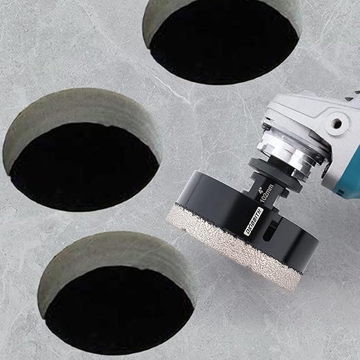DKIBBITH 4 inch Diamond Hole Saw, 102mm Hole Saw for Concrete Brick Masonry Block Granite Tiles Quartzite Marble Porcelain Ceramic Stones with Female 5/8-11 Thread Fit Most Angle Grinders, Black