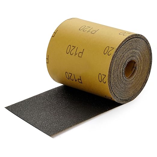 MAXMAN 120 Grit Sandpaper Roll, Silicon Carbide Wet Dry Longboard Sand Paper, 3-2/3" Wide Continuous 11 Yard Long Continuous Roll, for Auto, Wood, Metal Sanding Polishing, Hand Sanding Blocks
