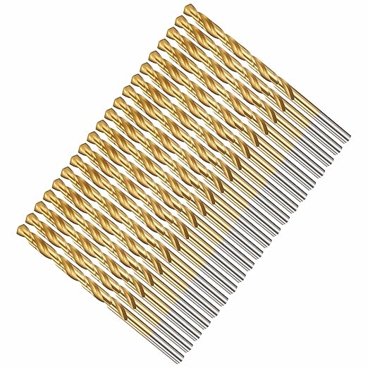 Drill Bit, 7/32" Cutting Diameter, 4341 HSS Jobber Bits TiN Coated 135° Cutting Angle - (Applications: for Drilling Soft Metal Plastic Wood), 20-Pieces