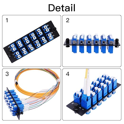 VFLTOOL 12 Duplex LC Adapters LGX Footprint Fiber Patch Panel Loaded 24 Fiber Ports Couplers Enclosure - LC UPC Blue Compatible with SingleMode Multimode|1.25G/10GB OS1-2/OM3