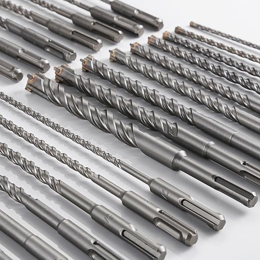 Concrete Drill Bit 3pcs 5/8" X 8"-6" Cross-Type Double Thread Carbide Material Suitable for Concrete, Brick, Cement Walls, Stone, Hammer Drill Bits for Concrete