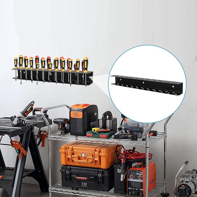 Screwdriver Organizer, Carbon Steel Screwdriver Holder, Garage Tool Organizer Wall Mount for Pliers, Wrenches & Nut Driver, Utility Storage Rack for Workspace, Workshop, Shed (15.7?섃셂/23 Holes)