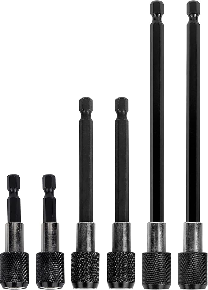 6PCS Drill Bit Extension Quick Release Screwdriver Bit Holder 2.36" 4" 6" 1/4 inch Hex Shank Drill Bit Extender Magnetic Bit Extension Adapter Set for Power Screwdriver Drill Impact Driver