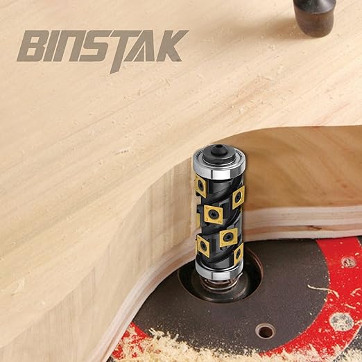 Heavy Duty Flush Trim Router Bit 1/2" Shank, 14 PCS Carbide Inserts with TiN Coating, Top and Bottom Bearing Flush-Cut Spiral CNC Router Bits for Woodworking Trimming (Double Bearing) Black
