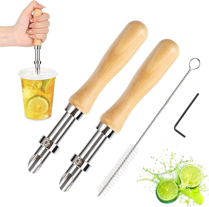 2Pcs Straw Puncher For Plastic Lids Lemonade Cups竊똂lay Hole Cutters Straw Hole Puncher,Tools for Lemonade Stand Supplies