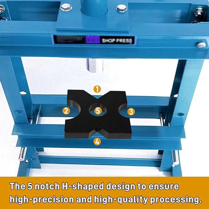 2 Pack Hydraulic Press Plates, H Frame Thickened Arbor Press Plate, 20 Ton and 32 Ton Shop Metal Press Plates with 5 Notch (7" x 7" x 1")