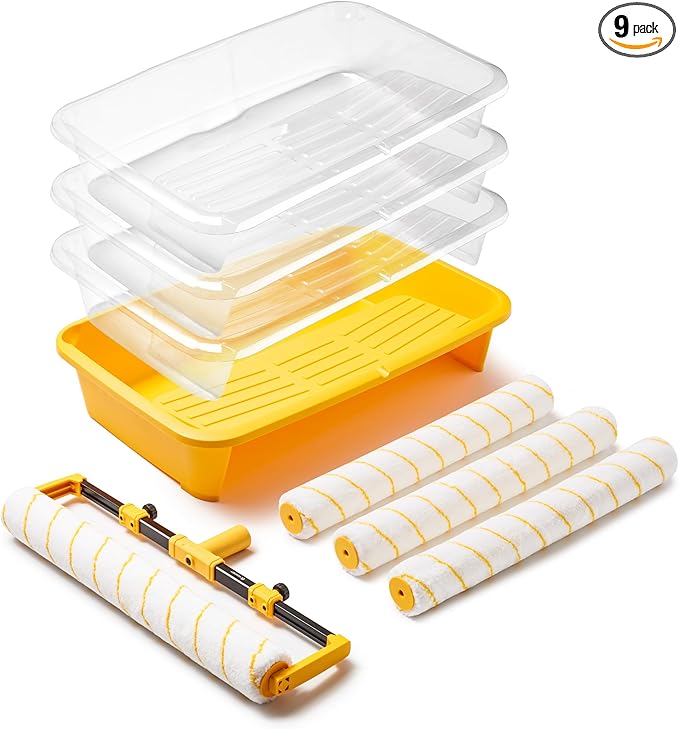 Voomey 18" Paint Roller kit竊? Piece 18 inch Paint Roller竊?8 Paint Roller Tray with Liner,Microfiber Paint Roller,Paint kit for House Painting