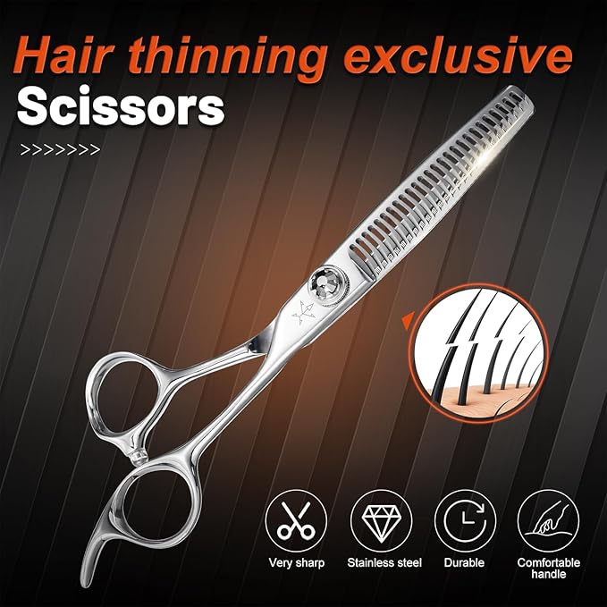 High-end Professional Hair Cut Thinning Scissors Hair Cutting Teeth Shears Barber Hairdressing Texturizing Scissor Extremely Very Sharp 6 Inch Stainless Steel Alloy For Men Women Salon& Home