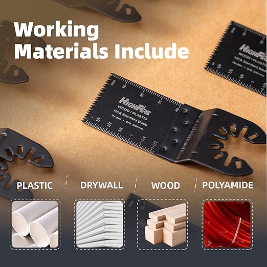 HIGHFIRE 100 PCS 1-3/8 Inch Oscillating Saw Blades, Professional Universal Multitool Blades, Quick Release Durable Multi Blades Kit, Oscillating Tool Blades Fit Multi Tool Models