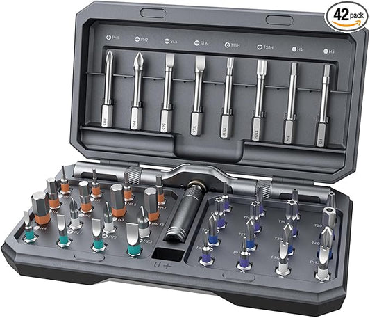 42 in 1 Magnetic Screwdriver Set, Ratchet Screwdriver Set, Multi Bit Screw Driver Set Kit with Case, Portable Repair Tool for Electronics, PC, Glasses, Bicycles, Watch, Furniture & DIY