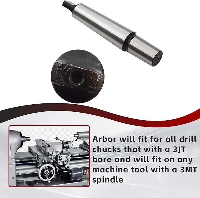 findmall 3MT to 3JT Tanged End Drill Chuck Arbor MT3 JT3 Fit for Drill Milling Boring Lathes