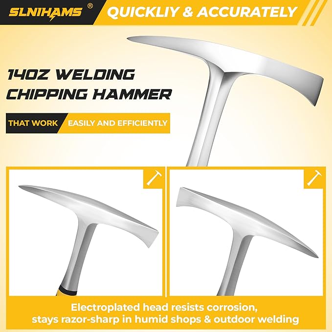 Chipping Hammer, 14oz Welding Chipping Hammer, Heavy Duty Slag Removal Tool with Ergonomic Grip, Non-Slip Handle for Welding, Metal Cleaning, Workshop & DIY Projects