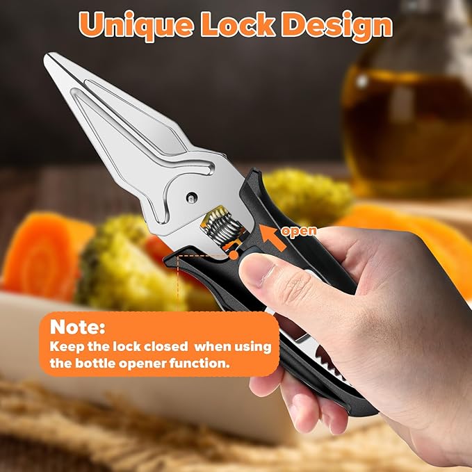 Kitchen Scissors All Purpose for Food - AJXX Kitchen Shears Heavy Duty Poultry Shears, Stainless Steel Cooking Meat Cutting Scissors with Magnetic Holder & Safety Lock, Dishwasher Safe