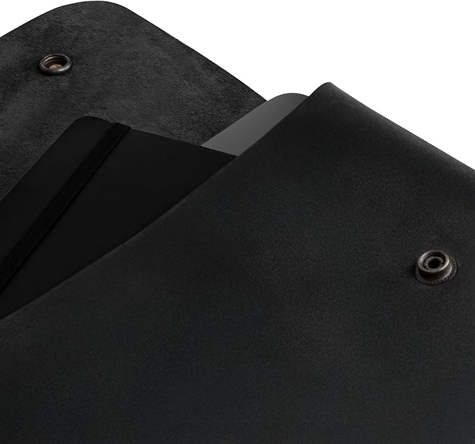 Hide & Drink, Vintage Folder Document Holder, File Case, A5 Binder, Envelope Portfolio, Full Grain Leather, Handmade, Charcoal Black