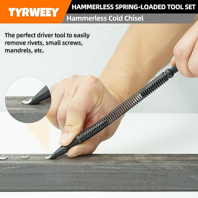 5-Piece Nail Setter Dual Head Nail Set & Dual Head Center Punch & Hinge Pin Remover Punch Set, Spring Loaded Center Hole Punch, Nail Setter Features 1/8-in, 3/32-in, 3/16-in, 1/16-in, 1/32-in