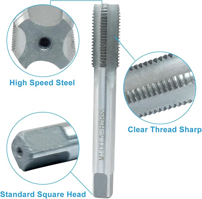 HARSKIYER M14 x 1.5 Metric Tap and Die Set, HSS Machine Thread Tap Die Set, M14 x 1.5mm Right Hand Thread Tapping Tool
